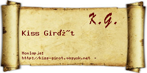 Kiss Girót névjegykártya