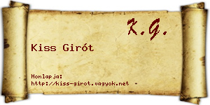 Kiss Girót névjegykártya